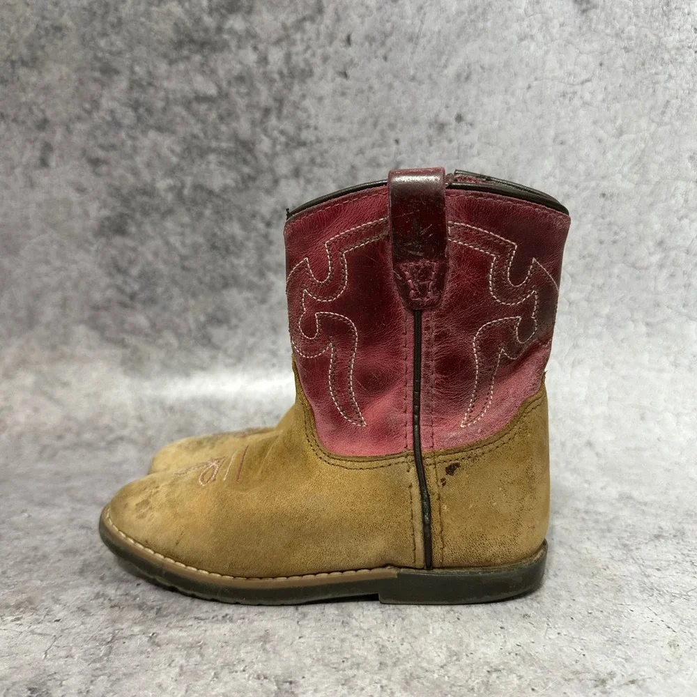 Shyanne Western Boots Toddler Girls 10D Tan Pink Lil Lainie Cowboy Leather